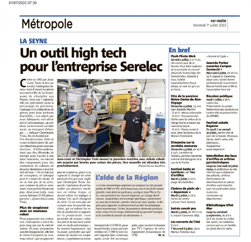 Nouveau projet de robotisation chez Serelec